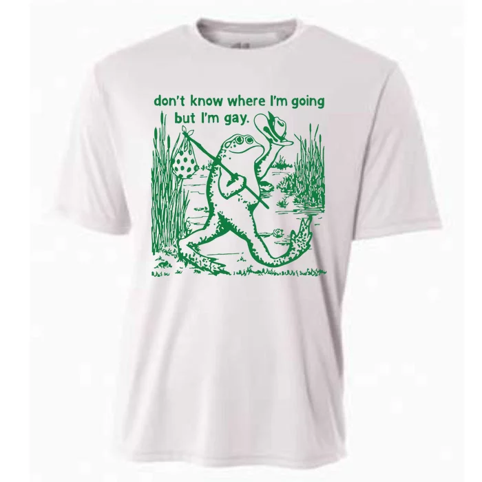 I Dont Know Where Im Going But Im Gay Frog Lgbt Pride Cooling Performance Crew T-Shirt