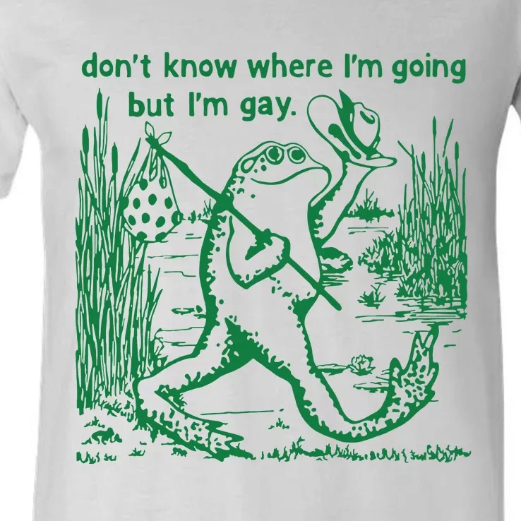 I Dont Know Where Im Going But Im Gay Frog Lgbt Pride V-Neck T-Shirt