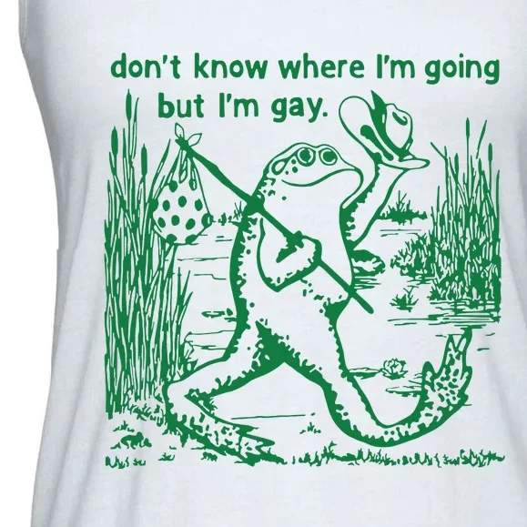 I Dont Know Where Im Going But Im Gay Frog Lgbt Pride Ladies Essential Flowy Tank