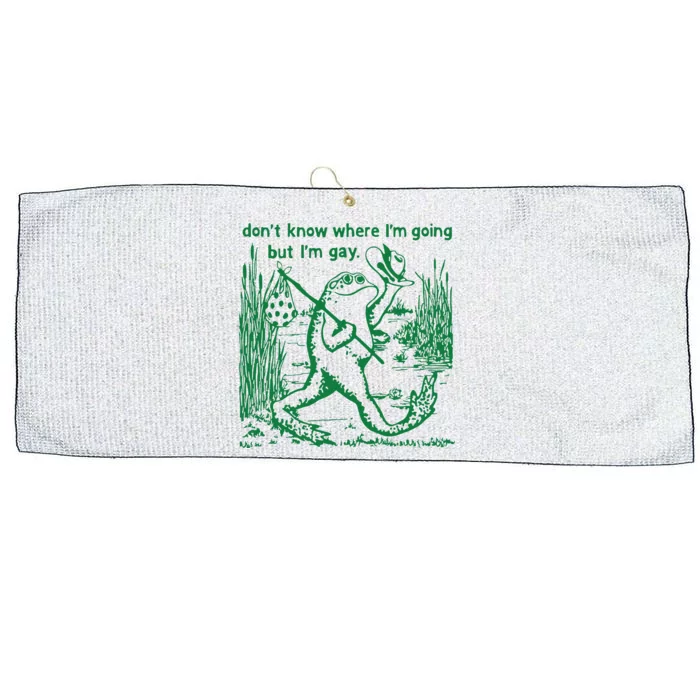 I Dont Know Where Im Going But Im Gay Frog Lgbt Pride Large Microfiber Waffle Golf Towel