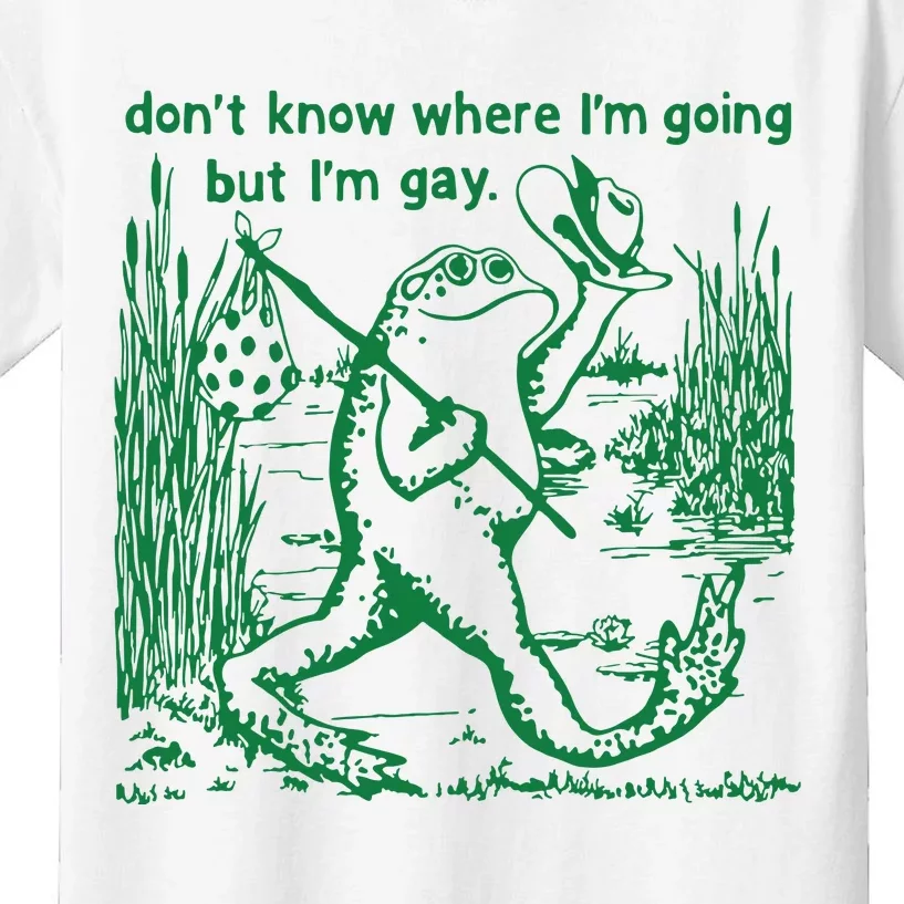 I Dont Know Where Im Going But Im Gay Frog Lgbt Pride Kids T-Shirt