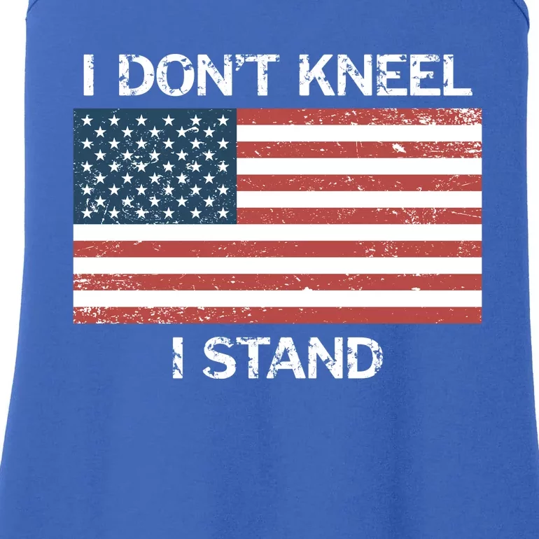 I Don't Kneel I Stand Usa Flag Faded Patriotic Gift Ladies Essential Tank