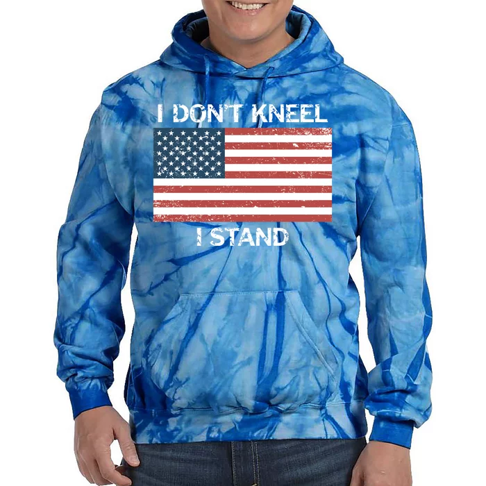 I Don't Kneel I Stand Usa Flag Faded Patriotic Gift Tie Dye Hoodie