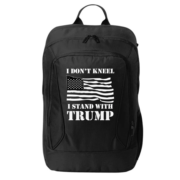 I Don't Kneel I Stand With Trump Tee Usa Flag Gift Black City Backpack