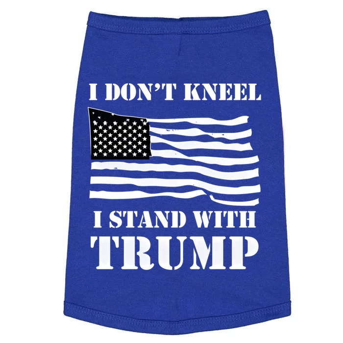 I Don't Kneel I Stand With Trump Tee Usa Flag Gift Black Doggie Tank