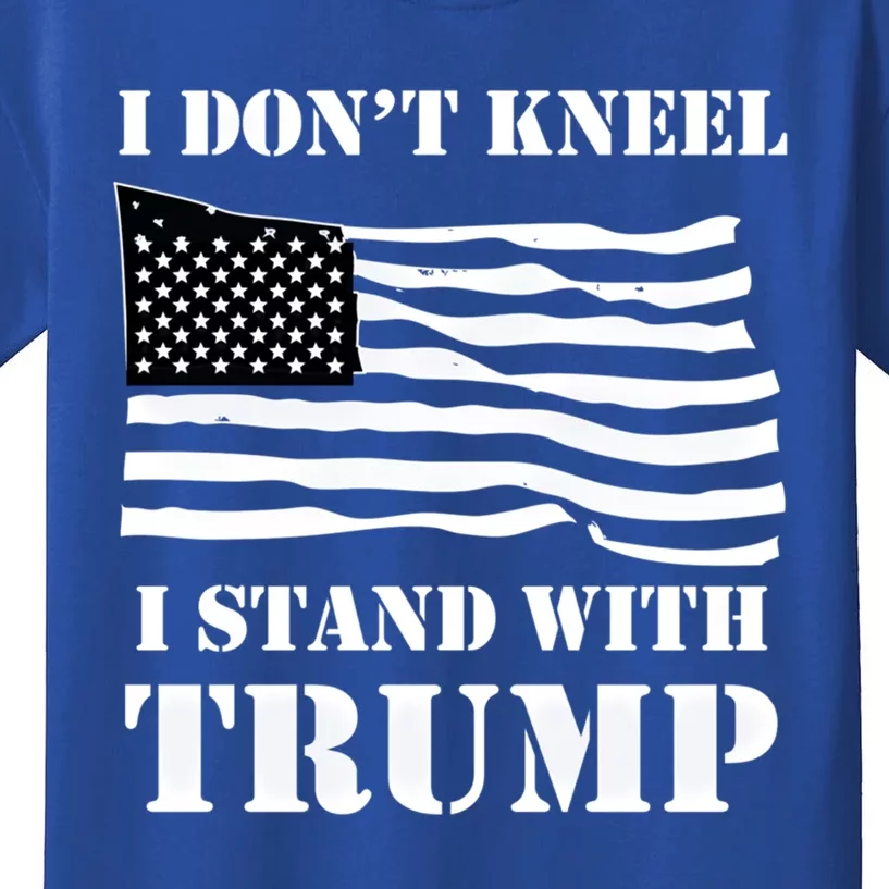 I Don't Kneel I Stand With Trump Tee Usa Flag Gift Black Kids T-Shirt