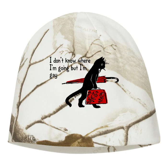 I Don't Know Where I'm Going But I'm Gay Funny Black Cat Kati - Camo Knit Beanie