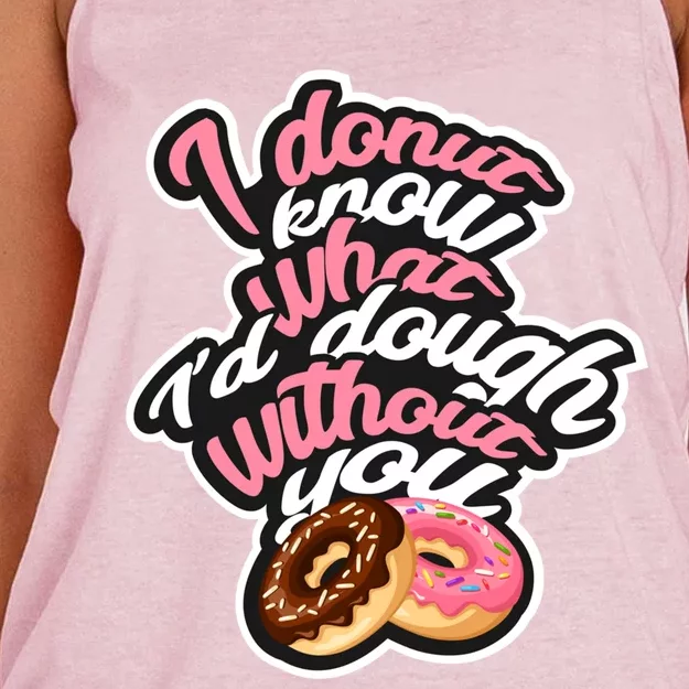 I Donut Know What I'd Dough Without You Cute Valentine's Day Gift Women's Knotted Racerback Tank