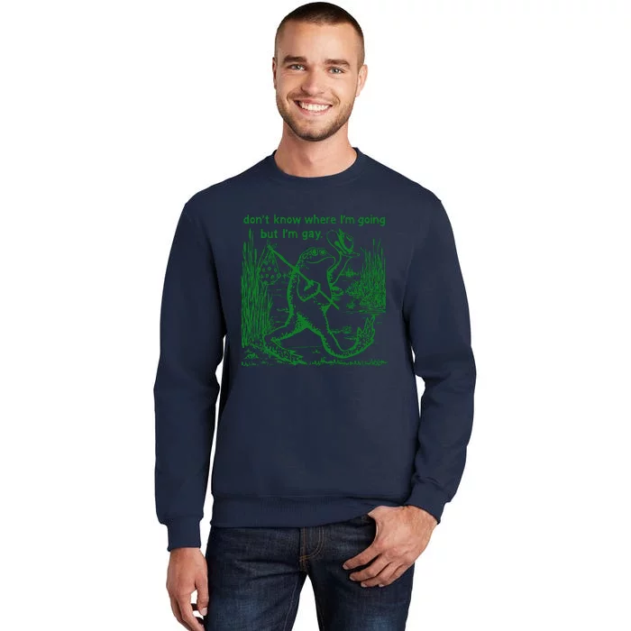 I DonT Know Where IM Going But IM Gay Frog Lgbt Pride Tall Sweatshirt