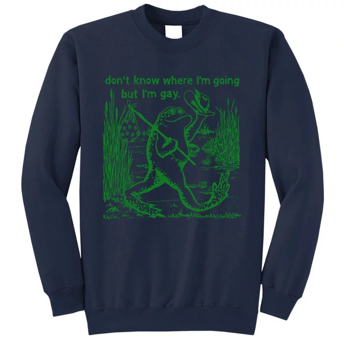 I DonT Know Where IM Going But IM Gay Frog Lgbt Pride Tall Sweatshirt