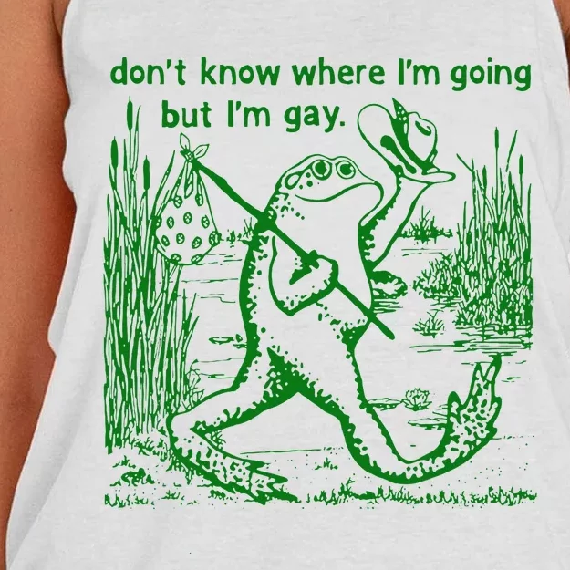 I DonT Know Where IM Going But IM Gay Frog Lgbt Pride Women's Knotted Racerback Tank