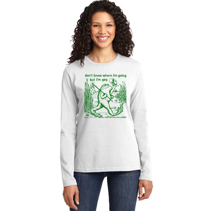 I DonT Know Where IM Going But IM Gay Frog Lgbt Pride Ladies Long Sleeve Shirt