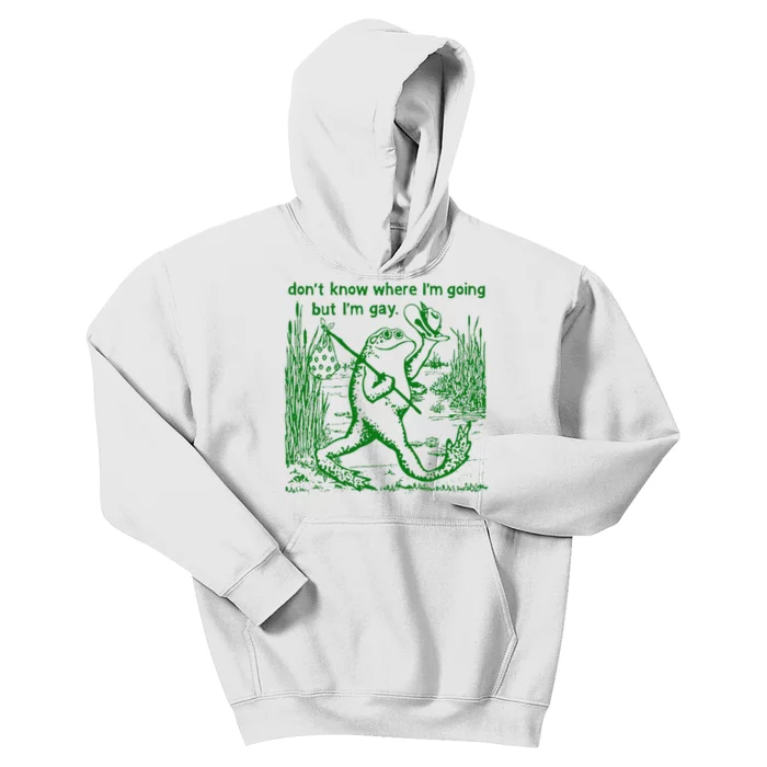 I DonT Know Where IM Going But IM Gay Frog Lgbt Pride Kids Hoodie