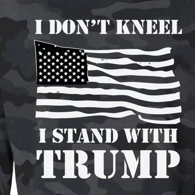 I Don't Kneel I Stand With Trump Tee Usa Flag Funny Gift Black Cropped Pullover Crew