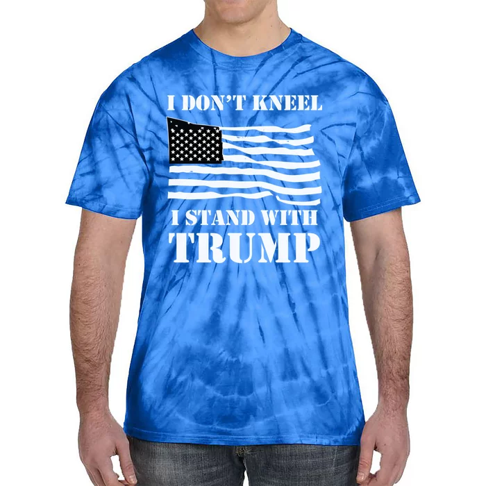 I Don't Kneel I Stand With Trump Tee Usa Flag Funny Gift Black Tie-Dye T-Shirt