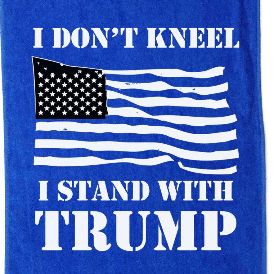 I Don't Kneel I Stand With Trump Tee Usa Flag Funny Gift Black Platinum Collection Golf Towel