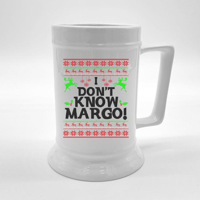 I Don't Know Margo Ugly Christmas Sweater Funny Front & Back Beer Stein