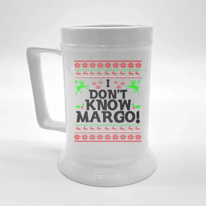 I Don't Know Margo Ugly Christmas Sweater Funny Front & Back Beer Stein