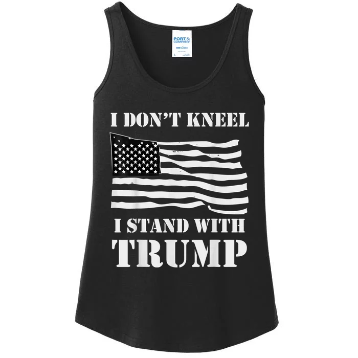 I Don't Kneel I Stand With Trump Tee USA Flag Ladies Essential Tank