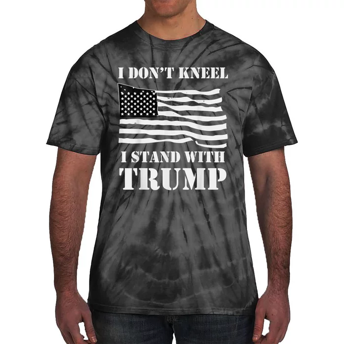 I Don't Kneel I Stand With Trump Tee USA Flag Tie-Dye T-Shirt