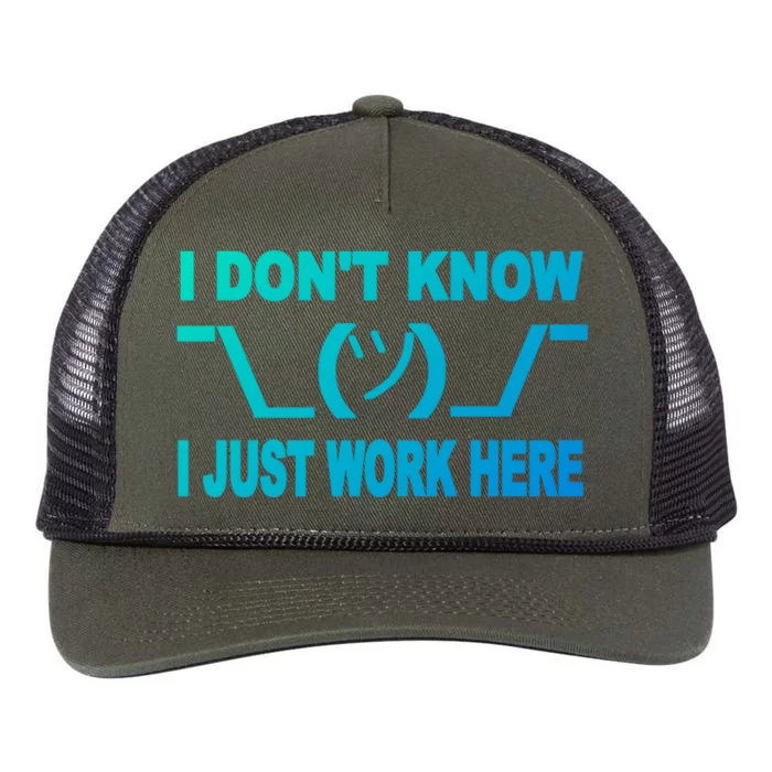 I DonT Know I Just Work Here Gift Retro Rope Trucker Hat Cap