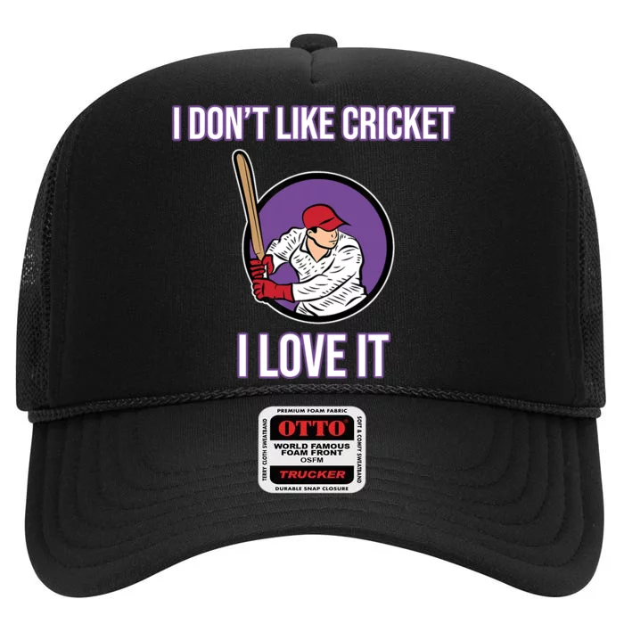 I Don't Like Cricket Sports Player Lover Team Coach Graphic High Crown Mesh Trucker Hat