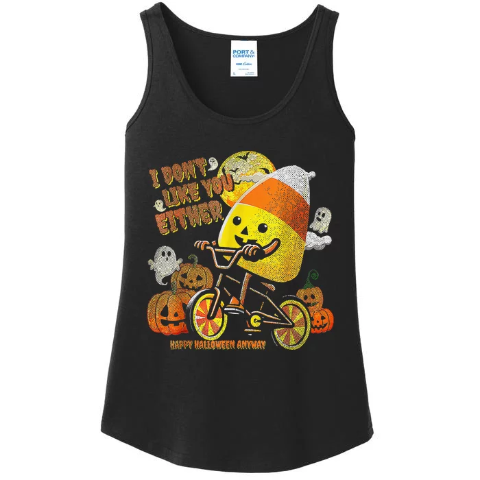 I DonT Like You Either Funny Halloween Candy Corn Ladies Essential Tank