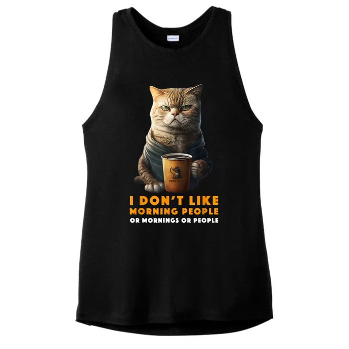 I Don't Like Morning People Or Mornings Or People Coffee Cat Ladies Tri-Blend Wicking Tank