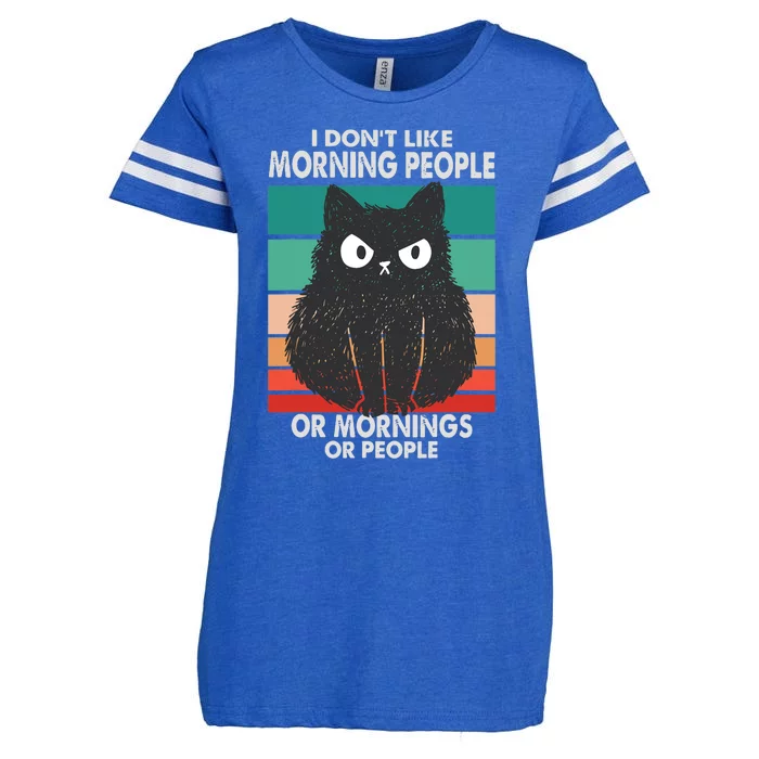 I Don't Like Morning People Or Mornings Or People Funny Cat Enza Ladies Jersey Football T-Shirt