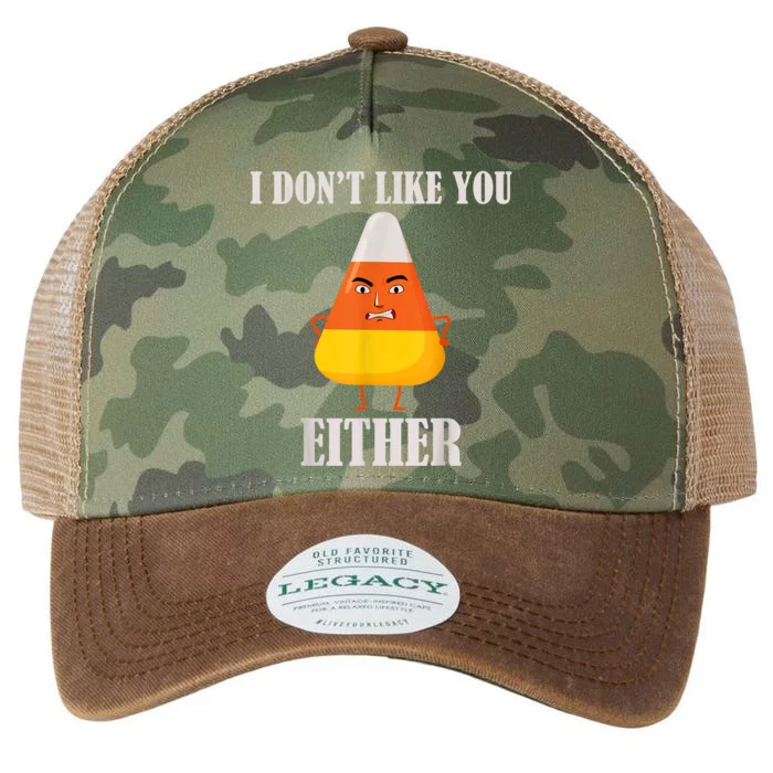 I Don't Like You Either Funny Halloween Candy Corn Legacy Tie Dye Trucker Hat