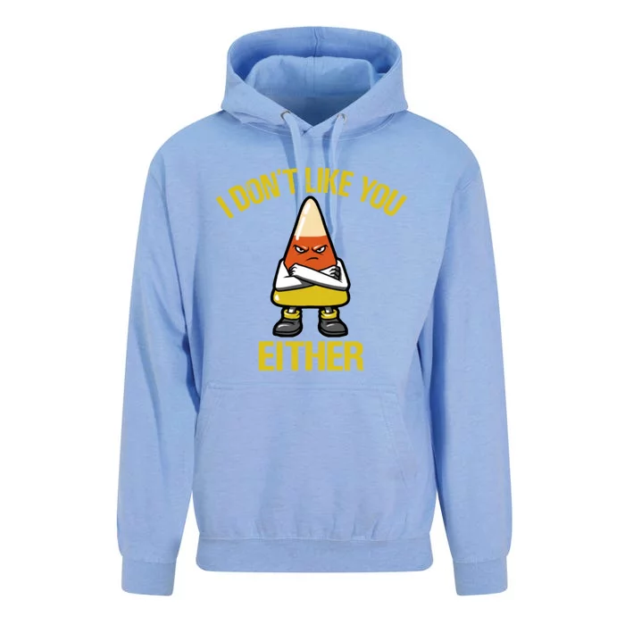 I Dont Like You Either Funny Halloween Candy Corn Unisex Surf Hoodie