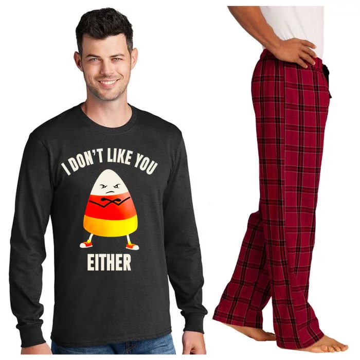 I Dont Like You Either Funny Halloween Candy Corn Long Sleeve Pajama Set