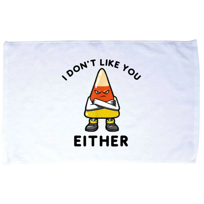 I Don't Like You Either Funny Halloween Candy Corn Microfiber Hand Towel