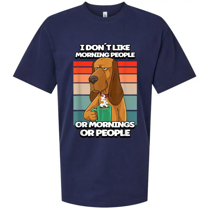 I Dont Like Morning People Dog Coffee Funny Vintage Sueded Cloud Jersey T-Shirt