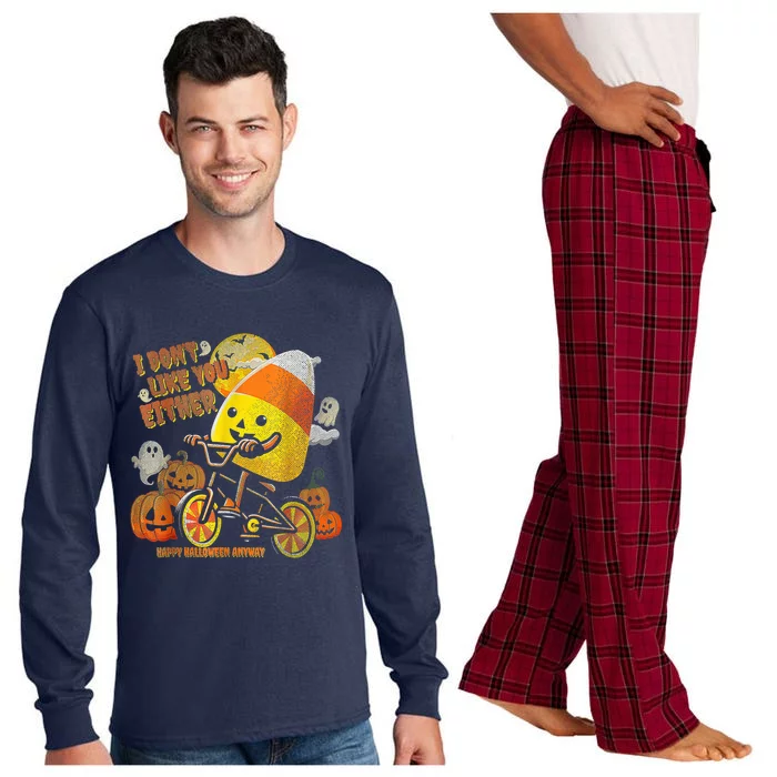 I Dont Like You Either Funny Halloween Candy Corn Boy Long Sleeve Pajama Set