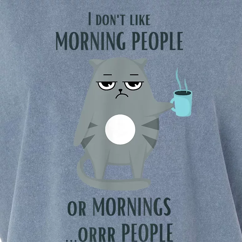 I Dont Like Morning People Funny Cat Graphic Garment-Dyed Women's Muscle Tee