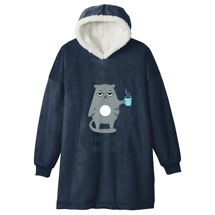 I Dont Like Morning People Funny Cat Graphic Hooded Wearable Blanket