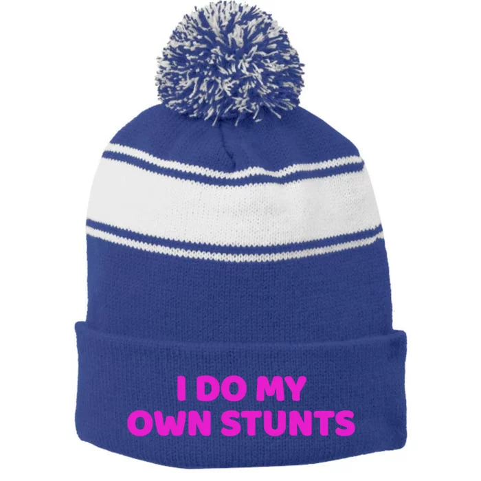 I Do My Own Stunts Get Well Soon Accident Gift Stripe Pom Pom Beanie