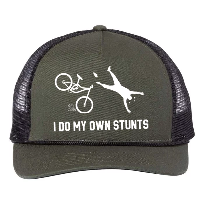 I Do My Own Stunts Mountain Bike Funny Mtb Gift Retro Rope Trucker Hat Cap