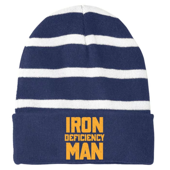 Iron Deficiency Man Striped Beanie with Solid Band