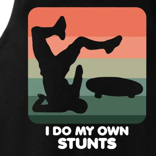 I Do My Own Stunts Funny Skateboard Ladies Tri-Blend Wicking Tank