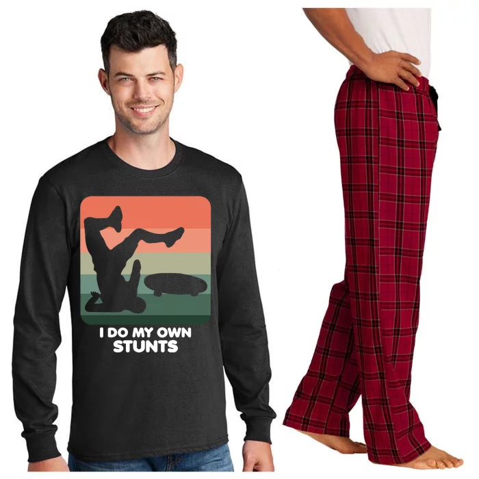 I Do My Own Stunts Funny Skateboard Long Sleeve Pajama Set