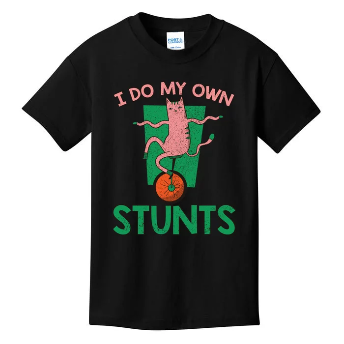 I Do My Own Stunts Funny Cat Gift Kids T-Shirt