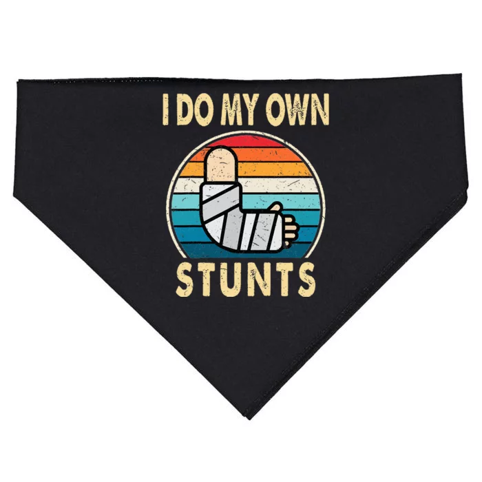 I Do My Own Stunts Broken Arm Injury Get Well Soon USA-Made Doggie Bandana