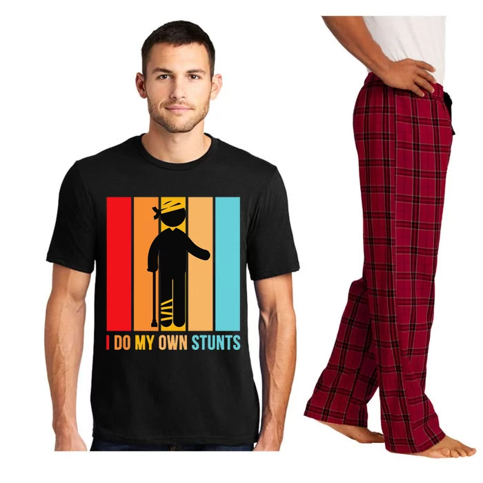 I Do My Own Stunts Get Well Gift Funny Injury Leg Head Retro Pajama Set