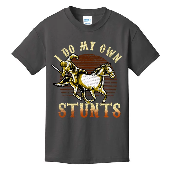 I Do My Own Stunts Get Well Gifts Funny Horse Riders Animal Gift Kids T-Shirt