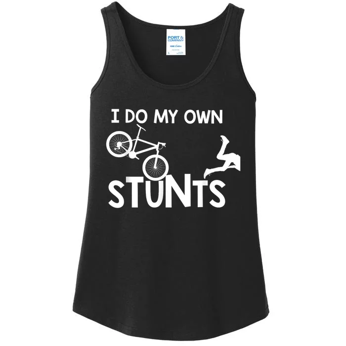 I Do My Own Stunts Funny Mountain Bike Biker Gift Ladies Essential Tank