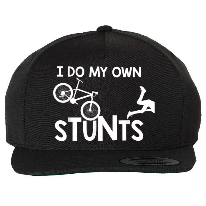 I Do My Own Stunts Funny Mountain Bike Biker Gift Wool Snapback Cap