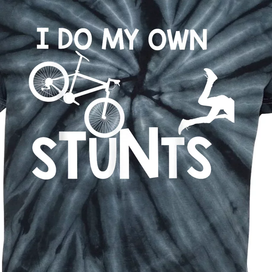 I Do My Own Stunts Funny Mountain Bike Biker Gift Kids Tie-Dye T-Shirt