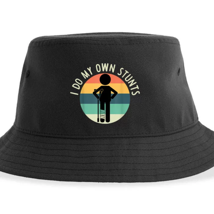 I Do My Own Stunts Get Well Gift Funny Injury Leg Sustainable Bucket Hat